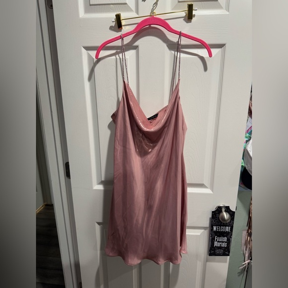 ZARA RHINESTONE STRAP FOIL MINI DRESS XL - Picture 2 of 8